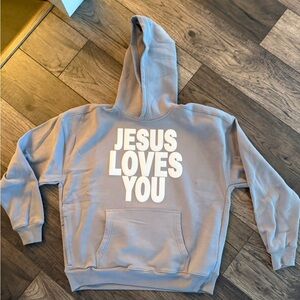 NEW. Hollister Gray Hoodie - Jesus Loves You